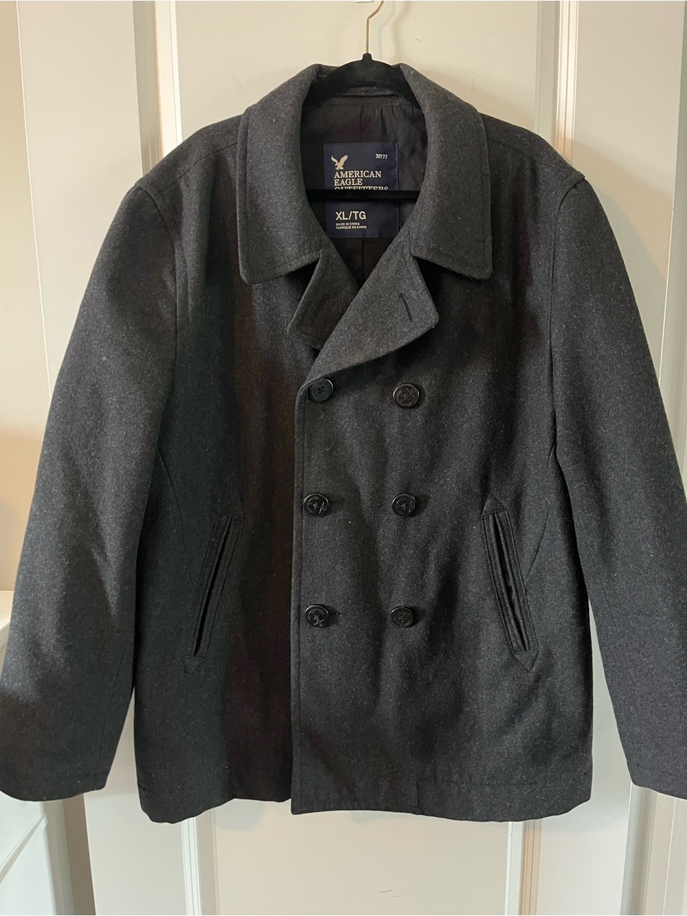 American Eagle Outfitters Black Double-Breasted Pea Coat